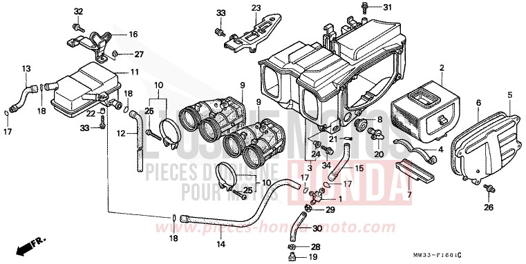 FILTRE A AIR (CB750F2) de CB Seven Fifty NOIR (NH1) 1995